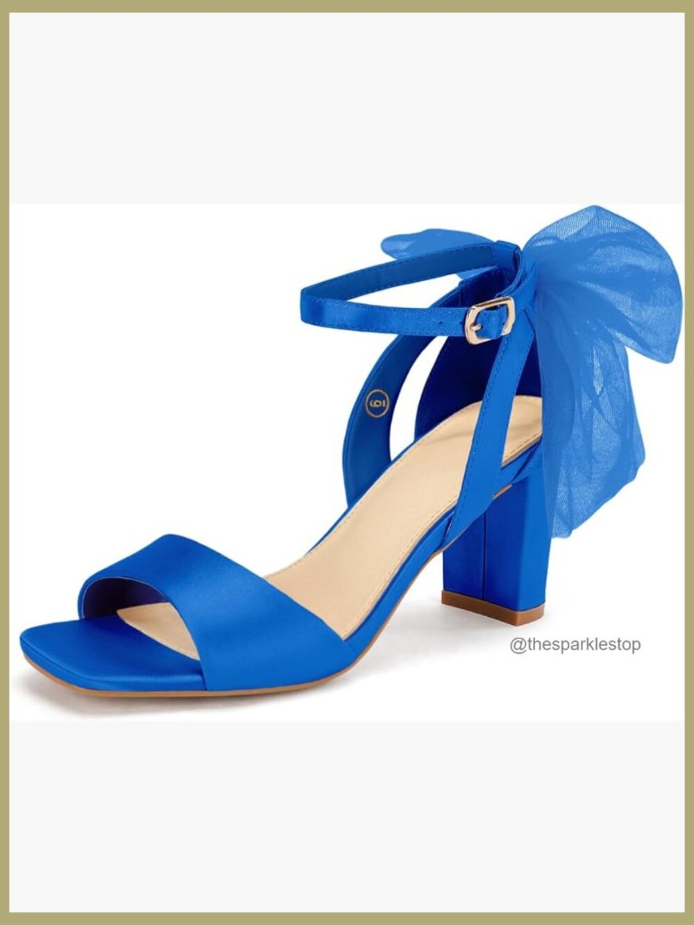 Bow Tie Heeled Sandals Chunky Heels One Strap Satin Ankle Buckle Dress Wedding